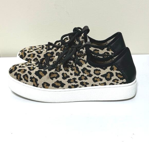 BP Women’s Knit Animal Print Lace-Up Platform Sneakers Size 8.5 M - Picture 3 of 11